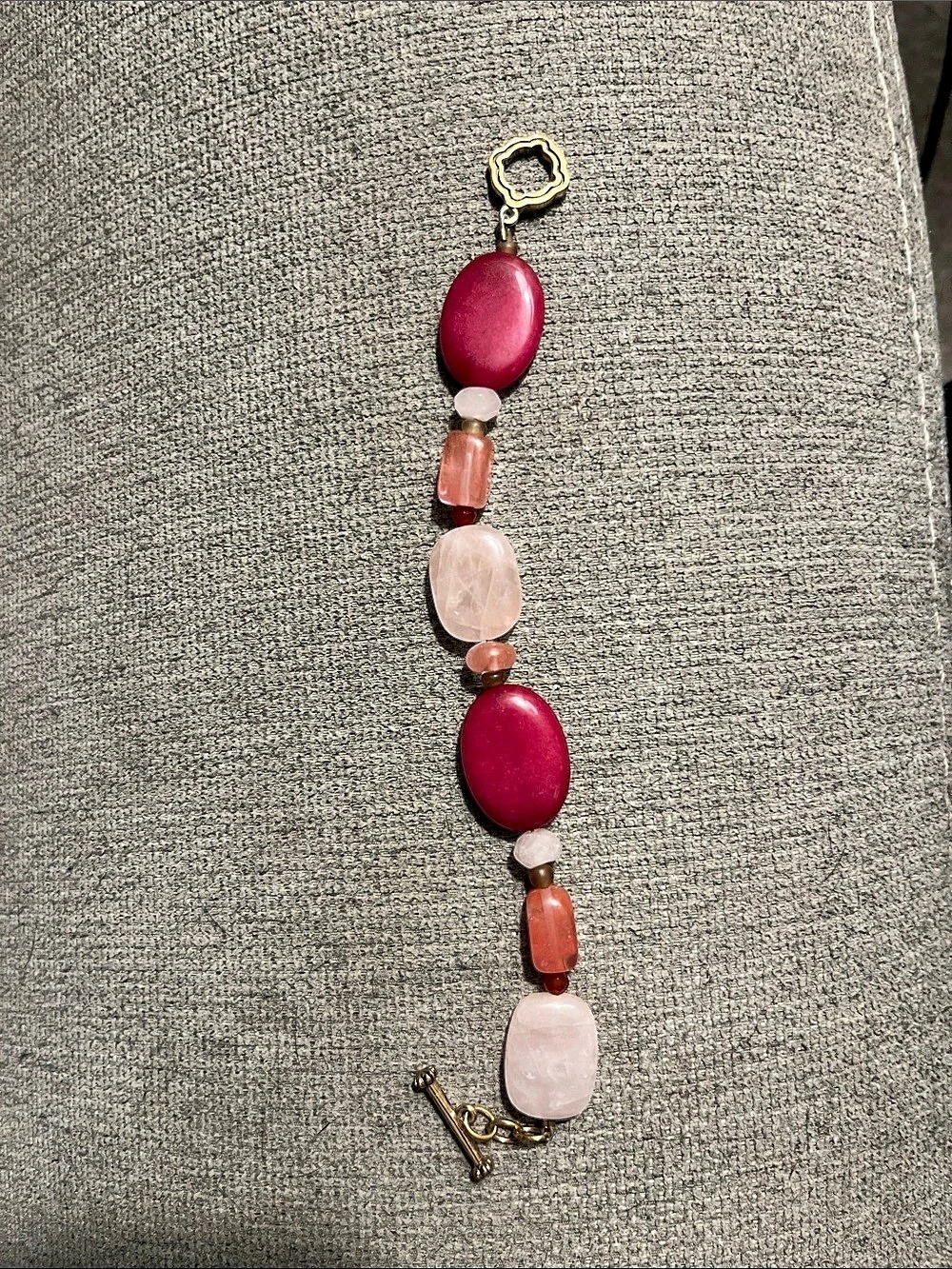 Barse Beaded Toggle Bracelet in Pink & Red